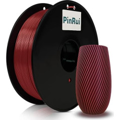 PinRui PLA Silk Filament 1.75 mm 1 kg, PLA Silk 3D Printer Filament, No Warp Smooth Printing, Dimensional Accuracy +/- 0.03 mm, Fit Most FDM Printer, Silk Dark Red