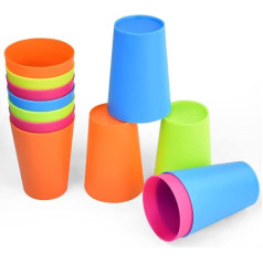 Corsehild 12 Pack Reusable Plastic Cups 250ml Plastic Drinking Cups Set Small Plastic Cups Durable Party Cups Colorful Stacking Cups Cups for Kitchen Outdoor BBQ