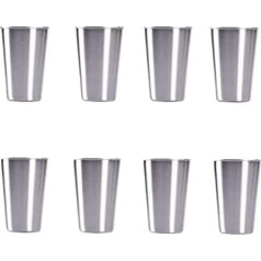 Florsol 8 x 500ml Stainless Steel Cup, Metal Cup, Reusable Metal Beer Cup, BPA Free Tumbler (Silver, 500ml)