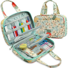 Coopay Crochet Hook Knitting Needles Organiser, Portable Crochet Hook Case with Vinyl Transparent Bag for All Crochet Hook Set, Knitting Needles, Circular Knitting Needles, Interchangeable, DPNs,