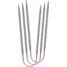 Addi AD1802030-04.50 Double Pointed Knitting Needles, Metal, Pink/Silver, 30 cm, 4.5 mm, 3 Count