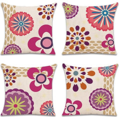 Wakasena Cushion Covers, Throw Cushion Covers, 45 x 45 cm, Pack of 4, Modern, Decorative, Minimalist Cushion Covers for Couch, Sofa, Home Decoration (45 x 45 cm, Pink)