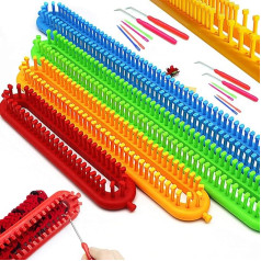 Katech Long Knitting Frame, 4 Density Pens Knitting Loom (26 cm + 36 cm + 47 cm + 58 cm) with 4 Hooks and 8 Wool Needles, Knitting Machine Set for Beginners and Knitting Lovers