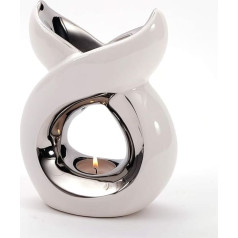 Casablanca - Duftlampe, Aromalampe, Aromabrenner - Lago - Keramik - Farbe: Weiß, Silber