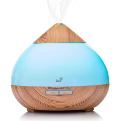 Aroma Diffuser 300 ml Likemylux Ultrasonic Fragrance Oil Diffuser Wood Look Grain Room - Humidifier Aroma Hearpie Fragrance Lamp 7 Light Colours LED Mood Light Mist Level Selectable Auto Shut-Off