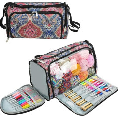 JOZEA Wool Storage Bag, Crochet Hooks and Other Accessories Storage Bag, Knitting Needle Bag, Orange, orange