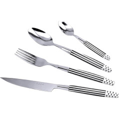 LISA DALBAN 31100034 Calicot Pixel 16-Piece Cutlery Set, Stainless Steel, 26.4 x 13.9 x 6.4 cm, Stainless Steel, Rustproof, Brittany, 26.4 x 13.9 x 6.4 cm