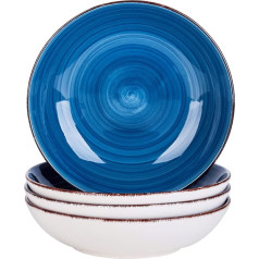 vancasso Bella 4-Piece Table Service, Stoneware, Hand-Painted, Soup Plates, Deep Dishes