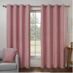 Sleepdown Textured Print Eyelet Curtains Lined Curtains for Bedroom and Living Room 167 x 228 cm Blush 2 Panels