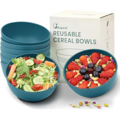 Bugucat Cereal Bowls, Set of 6, 1400 ml, Shatterproof, Plastic Cereal Bowl, Camping Tableware for BBQ Parties and Camping, Soup Bowl, Salad Bowl for Cereal Soup Salad
