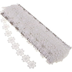 Easnea 13.8m Long Small Daisy Sunflower Lace Decoration and Trim for Sewing and Craft Projects 5 Colors White