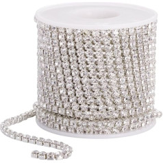ULTNICE Rhinestone Border Ribbon for Jewellery Sewing Crafts DIY Wedding Decoration (4.0 mm) 10 m