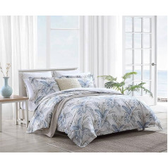 Tommy Bahama Bakers Bluff Collection | Duvet Cover Set, 100% Cotton, Ultra Soft and Breathable, All Seasons, Premium Bedding, Queen, Blue/Grey