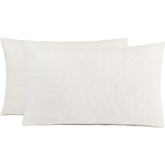 ohs 2 Pack Teddy Fleece Pillows Hotel Quality Sofa Bedroom Luxury Medium Firm Pillow for Neck and Shoulder Pain Side Sleeper Warm Cosy Super Soft Filled Cream