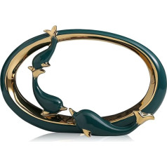 Green Gold Ceramic Dolphin Figures - Coastal Decoration, Modern Ocean Centerpieces for Living Room, Dining Area, Office, Coffee Table, Beach House, Maritime, Sea Coast, Entrance, Shelf Display