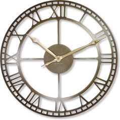 FLEXISTYLE Metal Retro Wall Clock Gold 50 cm Diameter Quiet No Ticking for Living Room Office Bedroom (Antique Gold, 50 cm)