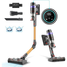 PRETTYCARE Battery Vacuum Cleaner, 530 W/35000 Pa Wireless Vacuum Cleaner with Touch Screen, Up to 60 Minutes Runtime Battery Vacuum Cleaner, Stick Vacuum Cleaner for Pet Hair, Carpets and Hard Floors