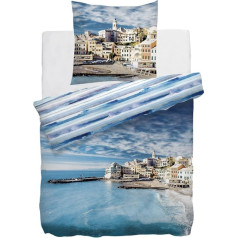 HnL Living Rijn Maco Satin Bed Linen 135 x 200 + 80 x 80, COTTON, blue, 135x200 + 1x 80x80