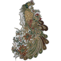 Crane Pair Patches Pine Embroidery Applique Lace Fabric Patchews Scrapbooking Embellishment Sewing on Clothes Decorated (Black)