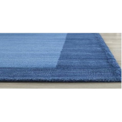 SAFAVIEH Zeitgenössische Teppich für Wohnzimmer, Esszimmer, Schlafzimmer - Himalaya Collection, Kurzer Flor, Hellblau und Dunkelblau, 91 X 152 cm