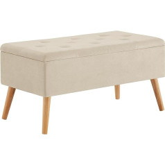 Zedelmaier Bench with Storage Space Seat Chests Footstool Storage Box Chair Upholstered Seat Made of Velvet Modern Furniture (Beige Velvet)