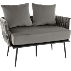 Costway 2 Seater Sofa Velvet Small Couch with 2 Back Cushions Armrests and Removable Seat Cushion Loveseat Double Sofa for Living Room Bedroom 109 x 61 x 65 cm (Grey)