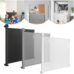 Lars360 Door Safety Gate, Extendible 0-150 cm, Stair Safety Blind, Baby Stair Safety Gate, Retractable Door, Extendable Dog Barriers, Safety Divider for Indoor and Outdoor Use (Black)