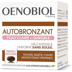 Oenobiol - Dietary Supplement - Self Tanner - Light and Sensitive Skin - Face and Body - Program 1 Month - 1 Box of 30 Capsules