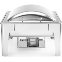 HENDI Chafing dish, satin finish, includes two fuel paste containers, a food pan, a water container, warming container, food warmer, GN 2/3, 6L 395 x 430 x (H) 290 mm, stainless steel