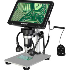 Svbony SV604 LCD Digital Microscope, 7 Inch Screen 1-1200x 12MP Microscope with 8 LED Brightening Lights and Aluminium Stand, Electronic Microscope for Adult Soldering PCB Coin Collection