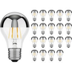 ledscom.de E27 Reflector LED Filament Bulb A60, 6W = 55W, Warm White, 710 lm, Also Weatherproof, Pack of 20