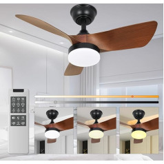 Gitaobac Ceiling Fan with Lighting, DC Fan with Remote Control, LED Light Dimmable Lamp 3000K-6000K, 6 Speeds, Timer, for Bedroom, Dining Room, Living Room, Kitchen, Office