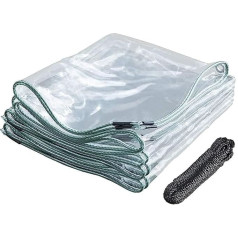 Transparent Tarpaulin with Eyelets Waterproof Tarpaulin PVC - 420 g/m² - 0.3 mm Thick, Garden Furniture Protective Cover Home Garden Outdoor Plant Outdoor (3 x 4 m)