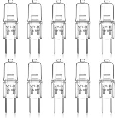 DoRight GY6.35 Bi Pin Halogen Bulb 35 Watt AC/DC 12 V Dimmable, Warm White 2700K G6.35 Base JC Type Pin Base Lamp Replacement for 35 W 50 Watt Halogen Bulb, Pack of 10