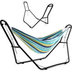 RELAX4LIFE Freestanding Hammock Stand with S-shaped Hook & Chain, Sturdy Iron Frame for Indoor and Outdoor Use, Metal Frame for Hammocks, Maximum Load 150 kg, Black