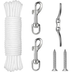KAHACIYO Flagpole Parts Set, Flagpole Hardware Parts, 50ft Flagpole Rope, Flagpole Carabiner Hook, 6