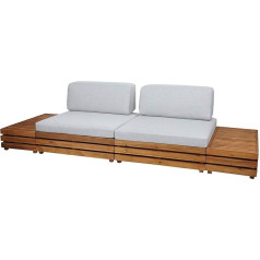 Garden Furniture Set HWC-L28 Lounge Set Lounge Chair Sofa Spun Poly Acacia Wood MVG Upholstery Light Grey