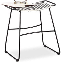 Relaxdays Polyrattan Stool, Chequered Garden Stool, Stool HBT 48 x 45 x 30 cm, Black/White