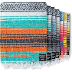 Authentic Mexican Blanket - Beach Blanket, Hand Woven Serape Blanket, Perfect as Beach Blankets, Picnic Blanket, Outdoor Blanket, Yoga Blanket, Car Blanket, Woven Blanket (Mandarin)