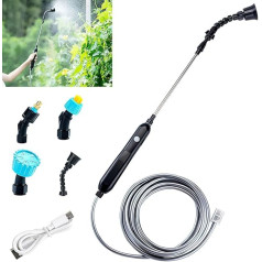 LUFEIS Battery Pressure Sprayer, Electric Pressure Sprayer, Electric Plant Sprayer 5V/1A, Garden Sprayer Pressure Sprayer Battery with 4 Nozzles & 10 m Hose, Rechargeable USB, for Garden, Yard, Lawn,