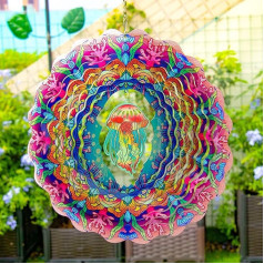 Jellyfish Wind Chimes Hanging Metal Indoor Outdoor Decoration Wind Sculptures Art Decoration for Family Friends 12 Inch