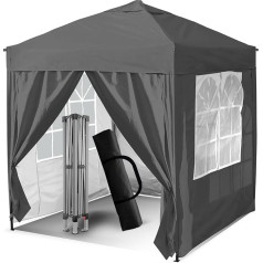 3x3m Pop Up Pavillon Pavillon mit abnehmbaren Seitenwänden, Stabiler Rahmen, Wetterbeständiger Schutz, Ideal für Veranstaltungen im Freien, Partys und Märkte (Grau)