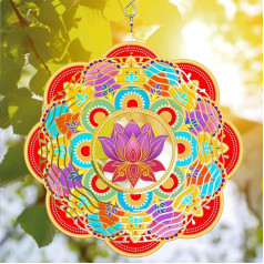 64memory Lotus Wind Spinner, Lotus Wind Spinner Hanging for Yard and Garden, Unique Gift Wind Spinner, 3D Hanging Wind Spinner Outdoor, Cute Lotus Wind Spinner