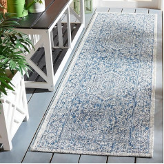 SAFAVIEH Courtyard Collection CY8763 60 x 200 cm Waterproof Easy Clean Carpet Runner for Patio, Backyard, Light Grey/Navy