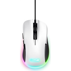 Trust Gaming GXT 922W Ybar Gaming Maus, 68% Recycelten Materialien, RGB LED-Beleuchtung, 6 Programmierbare Tasten, 200-7200 DPI, USB Kabel 2,1 m, PC Maus mit Software für Computer/Laptop - Weiß