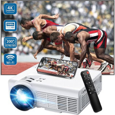 Mini Projector 4K Home Cinema, Full HD Native 1080p Projector with 5G WiFi and 5.0 BT, 300 ANSI 10000Lux Android Home Cinema Video Projector with Smartphone/TV Stick/Laptop/HDMI