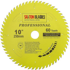 Saxton TCT25060TPRO Professional Series Circular Saw Blade 250mm 60T x 30mm Bore 16, 20, 25mm and 25.4mm Reducing Rings Compatible with Bosch Makita Dewalt