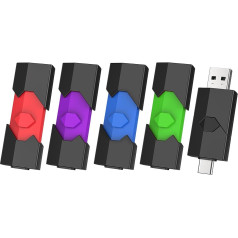 Vansuny Pack of 5 USB C Stick 64 GB USB 2.0, 5 Pack Dual USB Stick 2.0 USB A + USB C Stick 64 GB, Type C OTG for iPhone 15/Smartphone/Tablet Mac/Computer