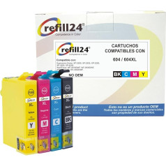 refill24: 604XL Compatible Cartridges for 604/604XL Multipack, Expression Home XP- 2200, 2205, 3200, 3205, 4200, Workforce WF- 2910, 2930, 2835, 2950