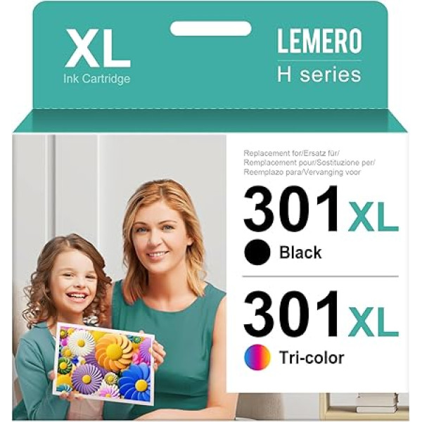 Lemero 301XL Cartridges Compatible with HP 301 Printer Cartridges Multipack 301 XL Black and Colour for Envy 4500 4504 4508 5530 Officejet 2620 4630 2622 Deskjet 2540 3050 2050 2544 Ink Cartridges